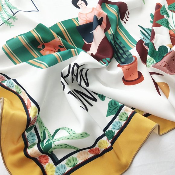 💕LAST One Plants Girl Art Illustration scarf - Picture 2 of 7